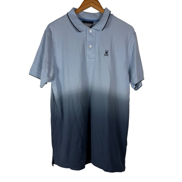 Psycho Bunny Polo Shirt Men's Size X-Large Blue Gradient Ombre Bunny Logo Casual - Picture 1 of 5